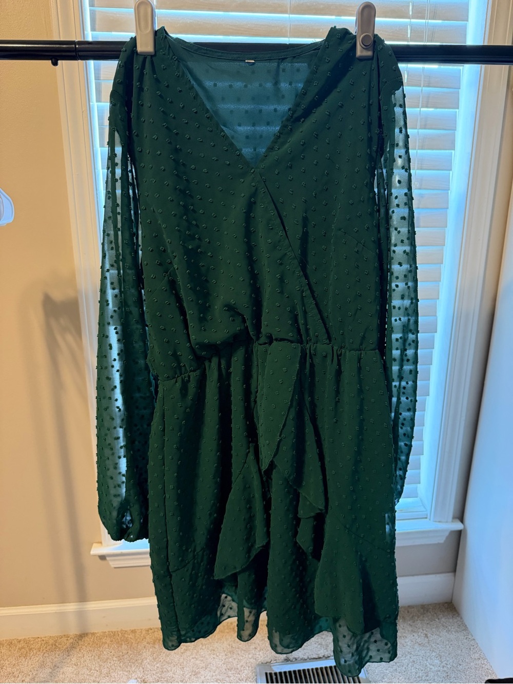 Women's Emerald Green Textured Wrap Dress
